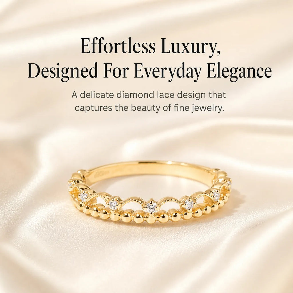 Diamond Lace Ring-- Timeless Elegance With A Delicate Touch Of Luxury