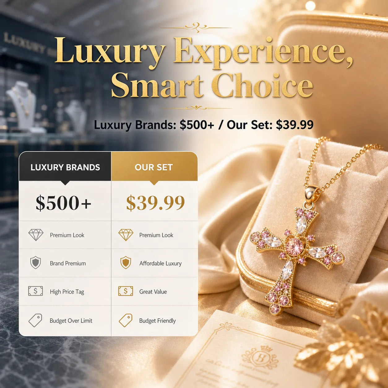 Women's Sparkling Diamond Jewelry – Elegant Diamond Cross Necklace