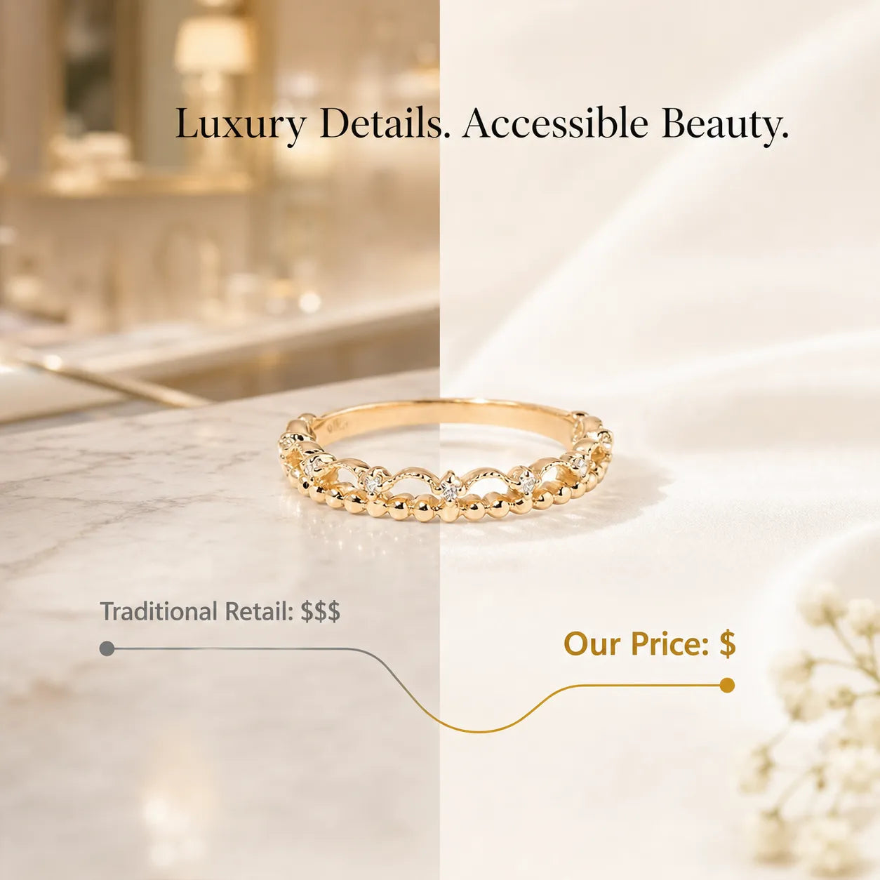 Diamond Lace Ring-- Timeless Elegance With A Delicate Touch Of Luxury