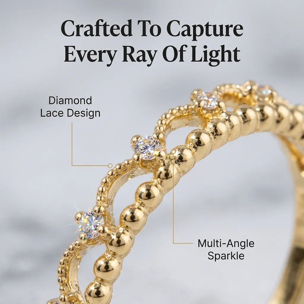 Diamond Lace Ring-- Timeless Elegance With A Delicate Touch Of Luxury