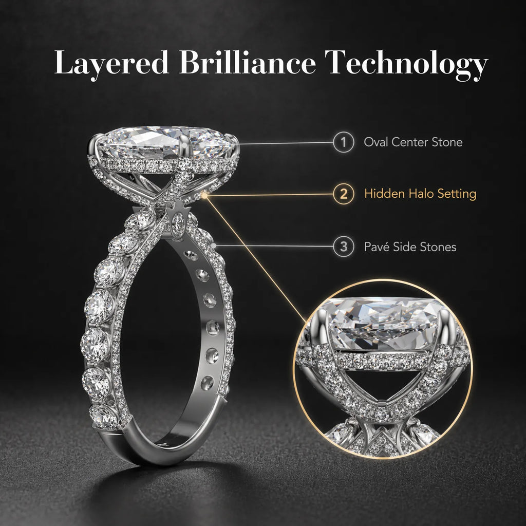 Elegant Oval Hidden Halo Ring – Timeless Luxury Sparkle Designed For Everyday Elegance