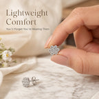 Elegant Sterling Silver Floral Stud Earrings – Lightweight Sparkle for Everyday Beauty