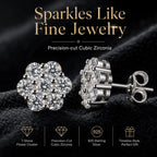 Elegant Sterling Silver Floral Stud Earrings – Lightweight Sparkle for Everyday Beauty