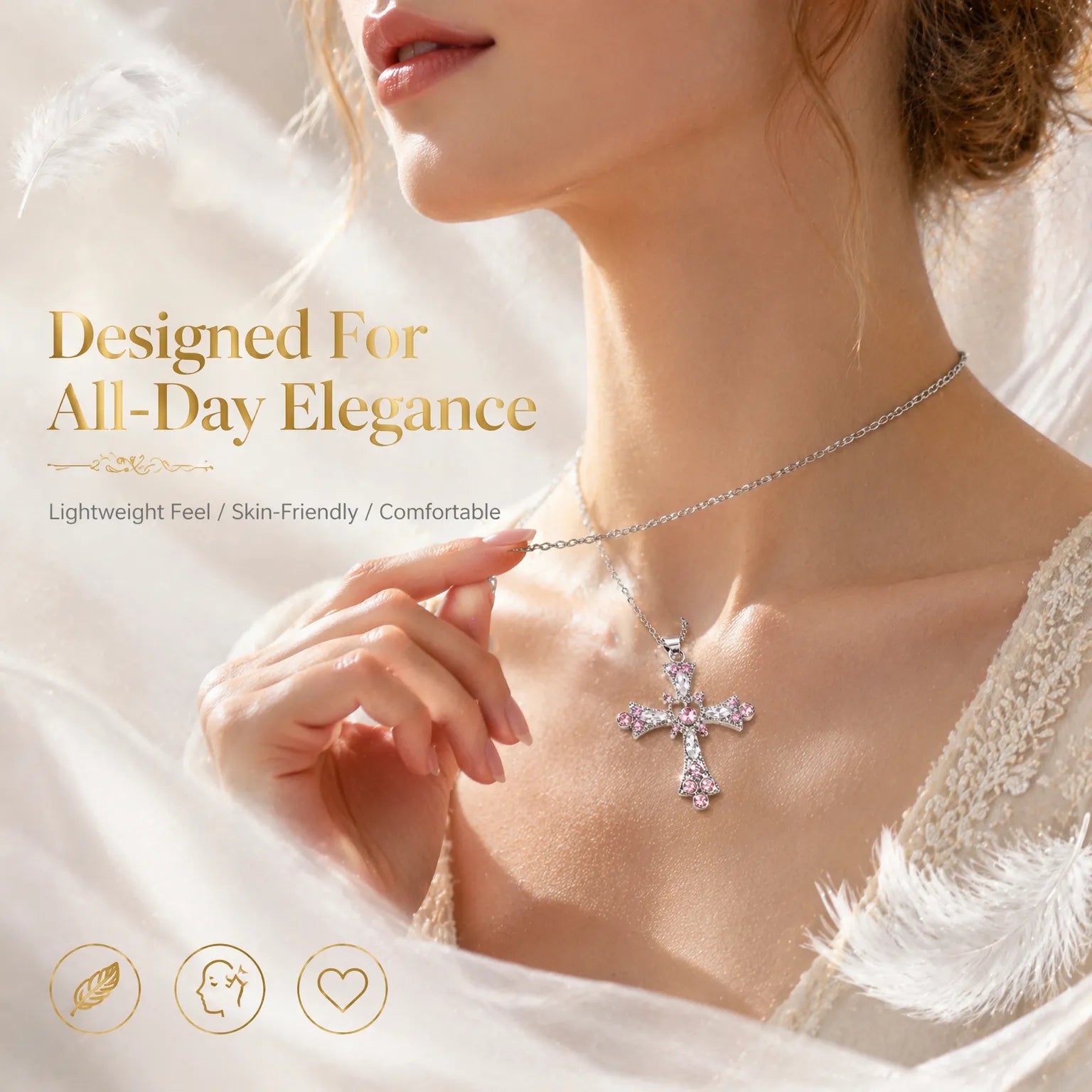 Women's Sparkling Diamond Jewelry – Elegant Diamond Cross Necklace