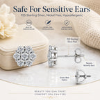 Elegant Sterling Silver Floral Stud Earrings – Lightweight Sparkle for Everyday Beauty