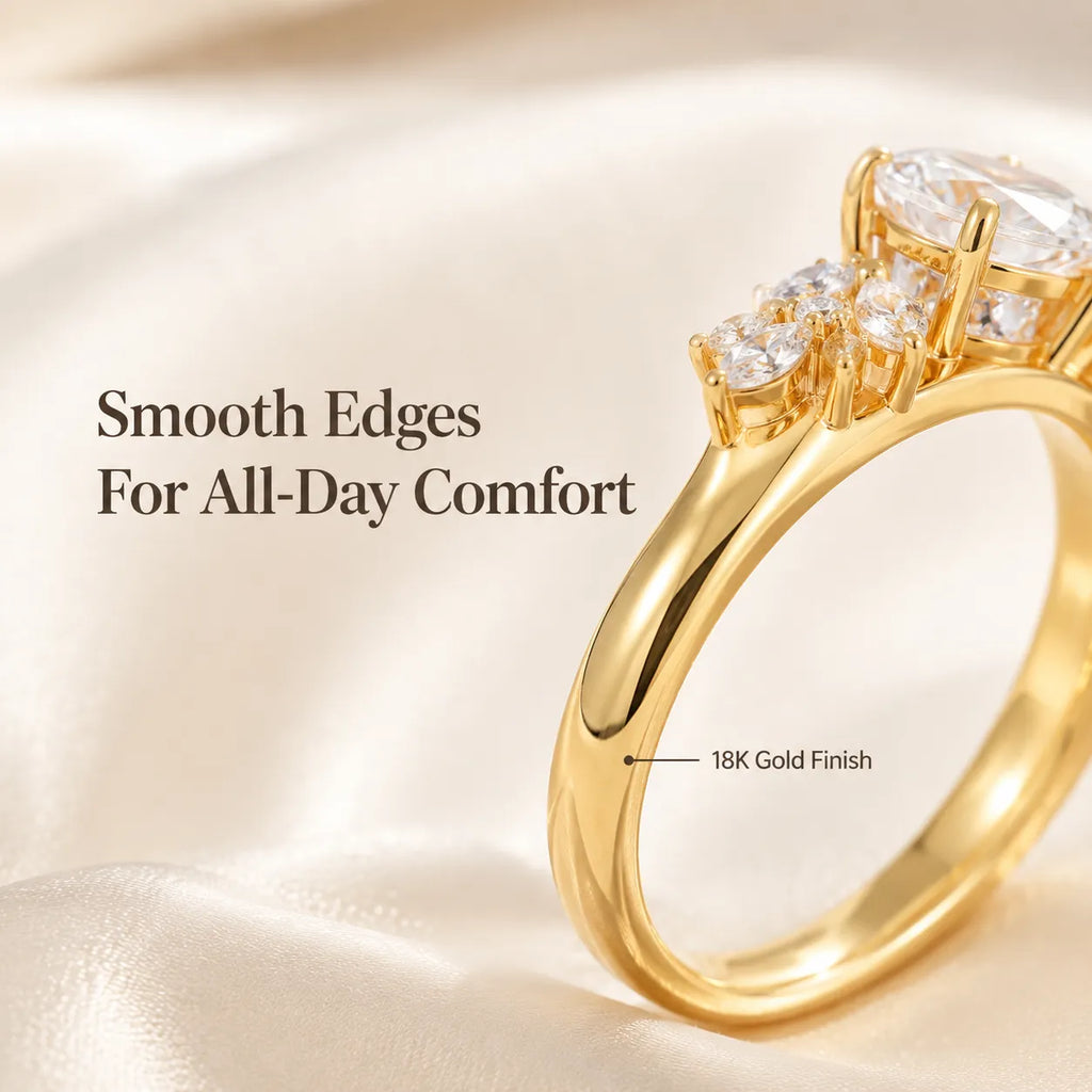 Snowflake Oval Ring — Anti-Pinching Comfort Fit Ring for Timeless Elegance