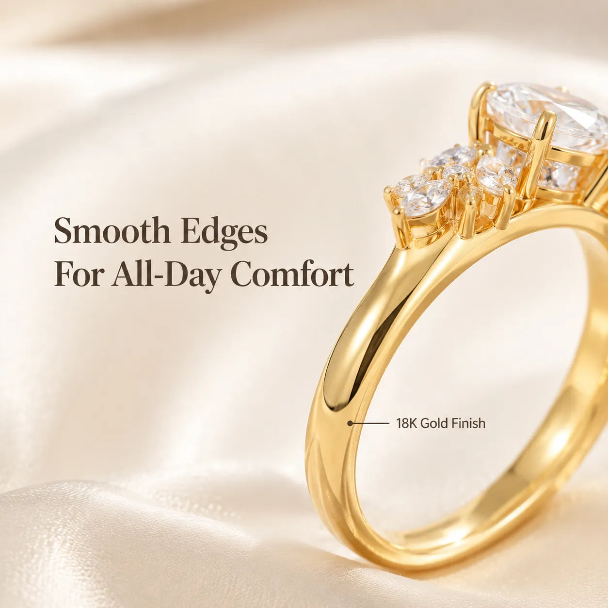 Snowflake Oval Ring — Anti-Pinching Comfort Fit Ring for Timeless Elegance