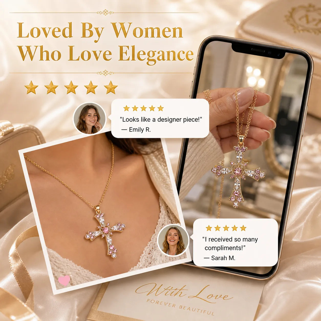 Women's Sparkling Diamond Jewelry – Elegant Diamond Cross Necklace