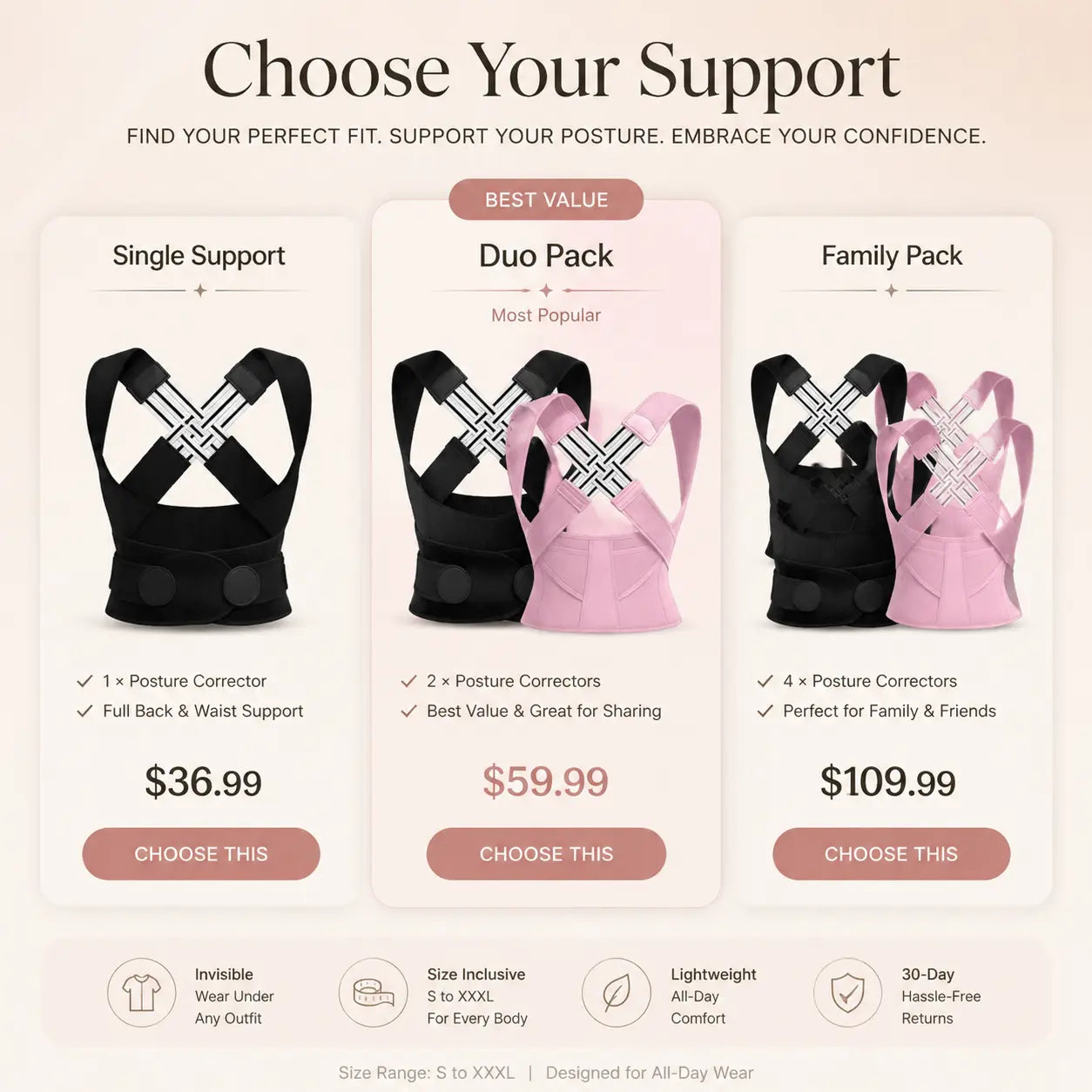 Invisible Posture Support Brace for Work, Phone Use & Home — Helps Open Rounded Shoulders, Look Taller, Feel More Confident & Stay Discreet Under Clothes | Last Day 50% OFF 🔥