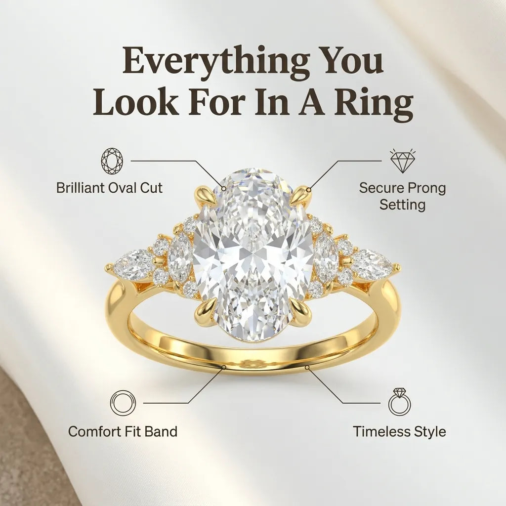 Snowflake Oval Ring — Anti-Pinching Comfort Fit Ring for Timeless Elegance