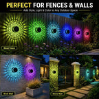 Seven-Color Changing Solar Mandala Projection Wall Light Decorative Solar Mandala Lights Outdoor Waterproof Metal Fence Lights for Yard Garden Post Patio Backyard Decor (2pcs) Last Day 90% OFF 🔥