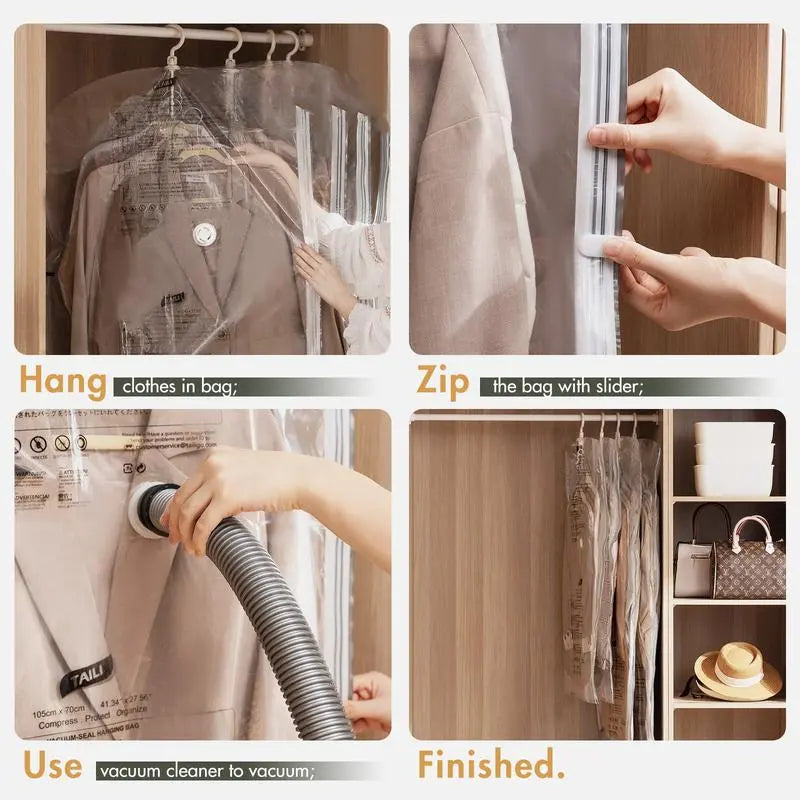 Hanging Vacuum Storage Bags – Save Up to 80% Closet Space for Coats, Dresses & Suits | Last Day 50% OFF 🔥