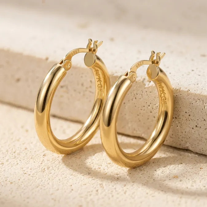 14K Gold Plated Chunky Hoop Earrings | Lightweight & Hypoallergenic for Sensitive Ears--Last Day Sale-90% OFF🔥