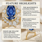 One-of-a-Kind 3.18 Carat Natural Bicolor Blue Sapphire Diamond Ring in 14K Gold--Last Day Sale-90% OFF🔥
