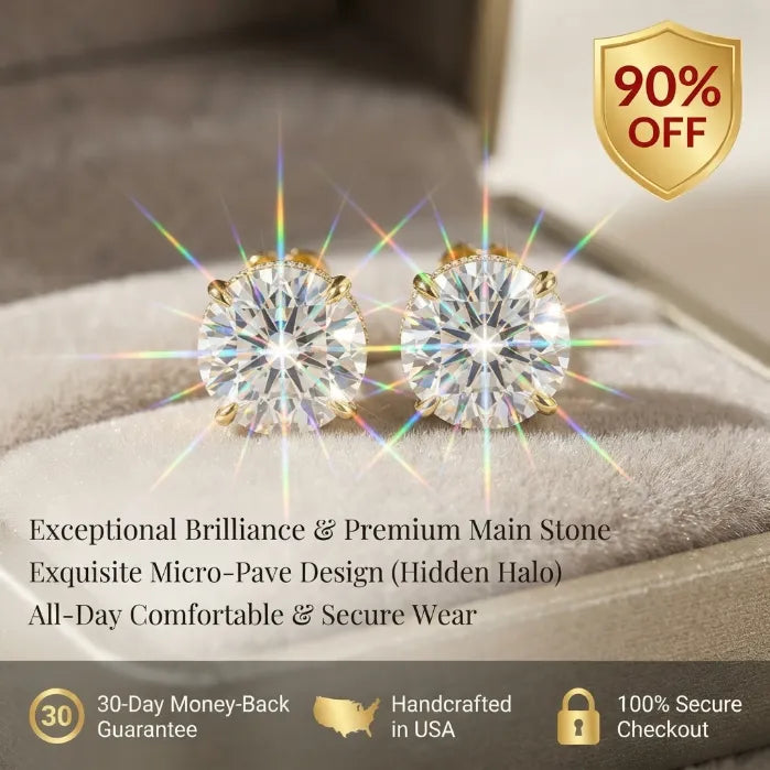 Dazzling Classic Round Cut Stud Earrings with Secure Butterfly Clasp--Last Day Sale-90% OFF🔥