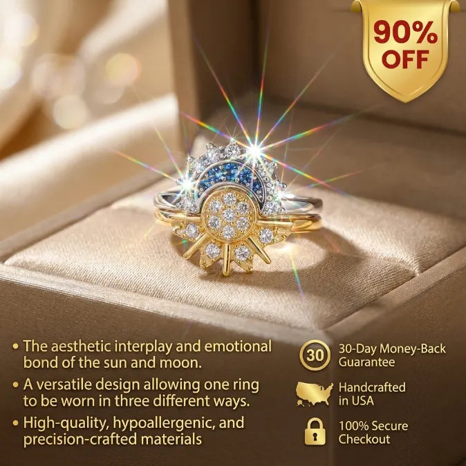 The Eternal Orbit: Sun & Moon Matching Promise Rings for Couples & Best Friends – Micro-Pavé Zirconia Stackable Set--Last Day Sale-90% OFF🔥