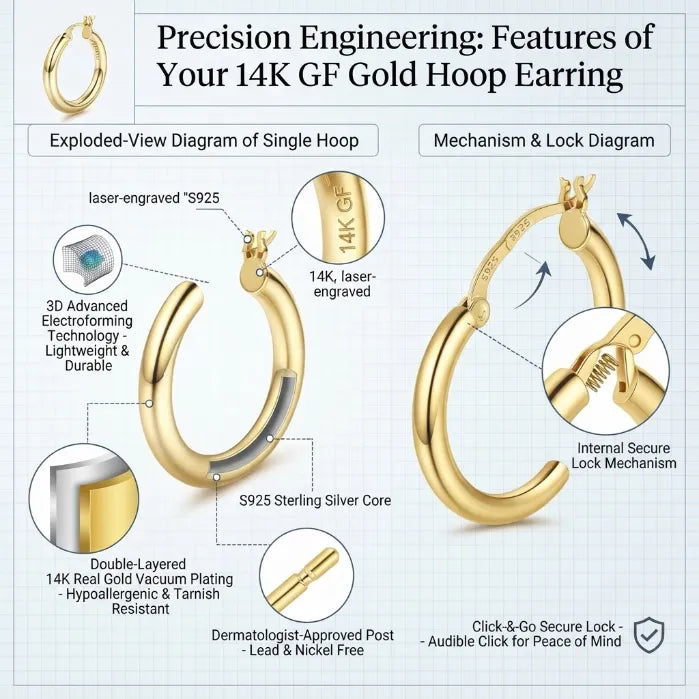 14K Gold Plated Chunky Hoop Earrings | Lightweight & Hypoallergenic for Sensitive Ears--Last Day Sale-90% OFF🔥