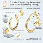 14K Gold Plated Chunky Hoop Earrings | Lightweight & Hypoallergenic for Sensitive Ears--Last Day Sale-90% OFF🔥