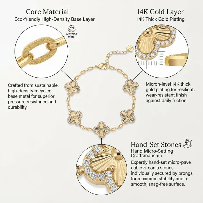 Radiant Sparkle 14K Gold Chain Bracelet | Skin-Friendly, Everyday Luxury Stacking Jewelry--Last Day Sale-90% OFF🔥