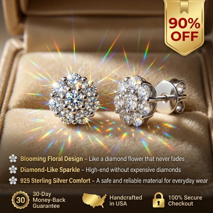 Elegant Sterling Silver Floral Stud Earrings – Lightweight Sparkle for Everyday Beauty