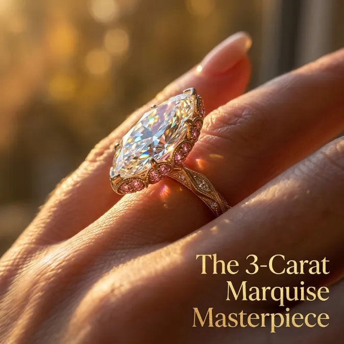 The Heirloom 3-Carat Marquise Ring | Pink Sapphire Hidden Halo & 14K Gold Vintage Masterpiece--Last Day Sale-90% OFF🔥