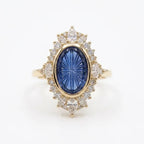 One-of-a-Kind 3.18 Carat Natural Bicolor Blue Sapphire Diamond Ring in 14K Gold--Last Day Sale-90% OFF🔥