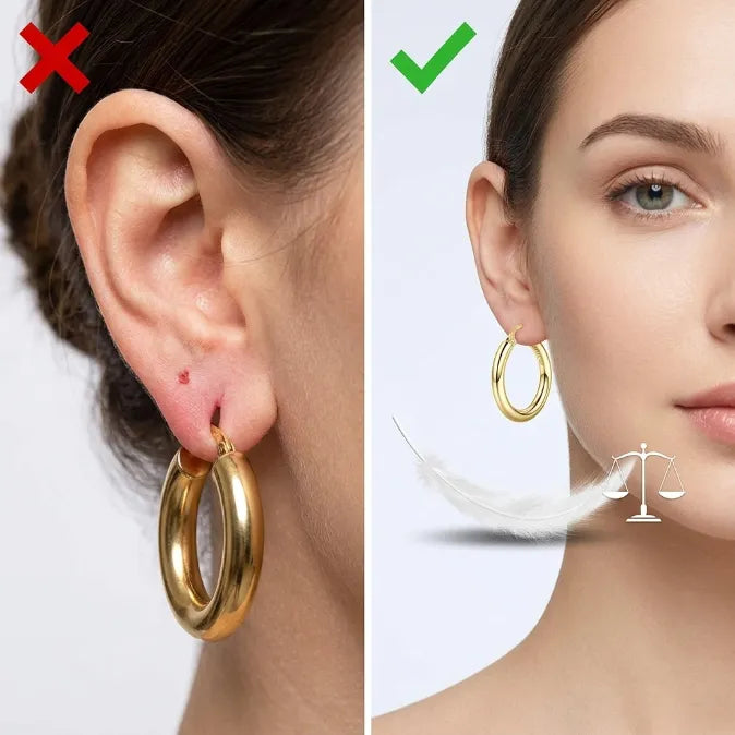 14K Gold Plated Chunky Hoop Earrings | Lightweight & Hypoallergenic for Sensitive Ears--Last Day Sale-90% OFF🔥