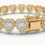 Heart Cut Moissanite Halo Tennis Bracelet for Women – D Color VVS1 Diamond Sparkle, S925 Sterling Silver 18K Gold Plated--Last Day Sale-90% OFF🔥