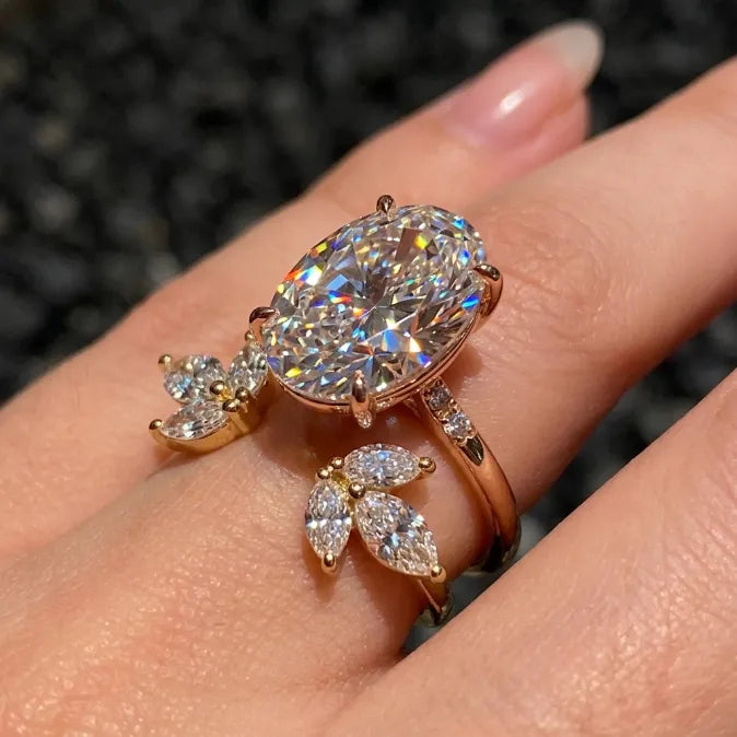3.5-Carat Oval Open-Shank Wave Bridal Ring Set | Comfort Fit & Anti-Rotation Design--Last Day Sale-90% OFF🔥