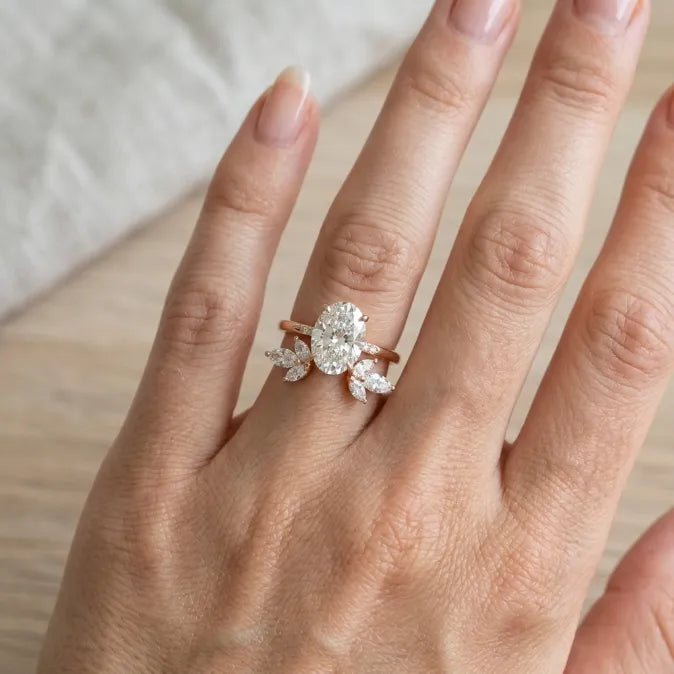 3.5-Carat Oval Open-Shank Wave Bridal Ring Set | Comfort Fit & Anti-Rotation Design--Last Day Sale-90% OFF🔥