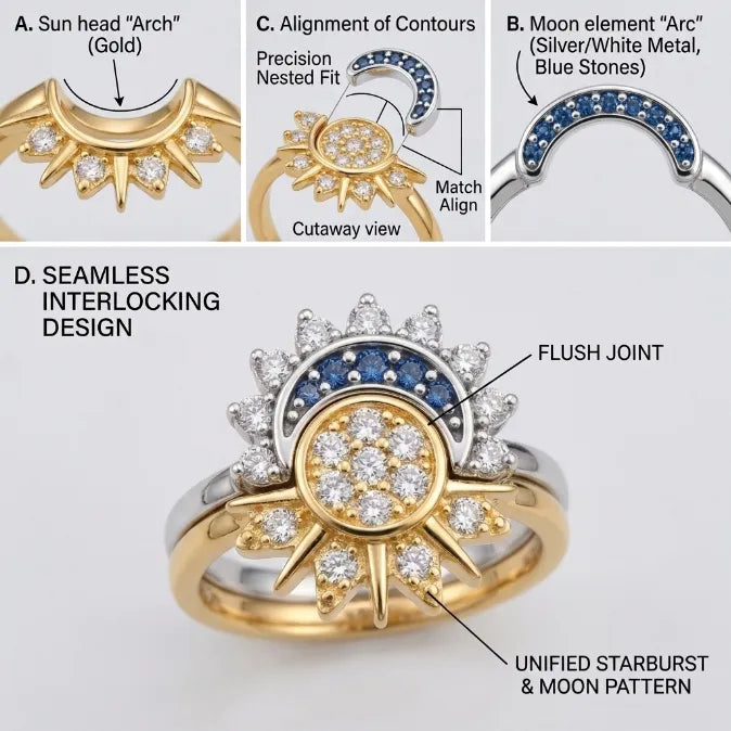 The Eternal Orbit: Sun & Moon Matching Promise Rings for Couples & Best Friends – Micro-Pavé Zirconia Stackable Set--Last Day Sale-90% OFF🔥