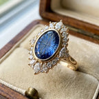 One-of-a-Kind 3.18 Carat Natural Bicolor Blue Sapphire Diamond Ring in 14K Gold--Last Day Sale-90% OFF🔥