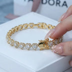 Heart Cut Moissanite Halo Tennis Bracelet for Women – D Color VVS1 Diamond Sparkle, S925 Sterling Silver 18K Gold Plated--Last Day Sale-90% OFF🔥