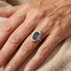 One-of-a-Kind 3.18 Carat Natural Bicolor Blue Sapphire Diamond Ring in 14K Gold--Last Day Sale-90% OFF🔥