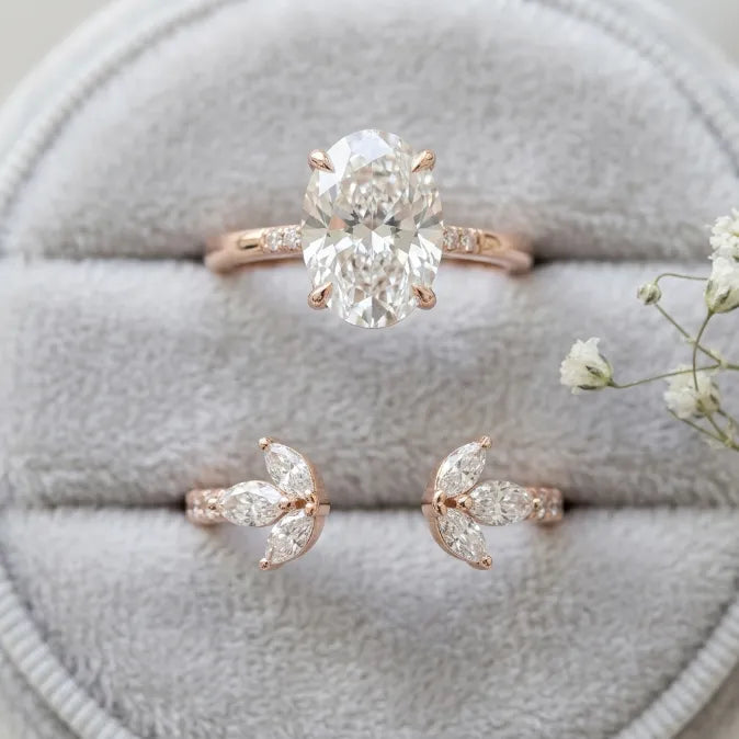 3.5-Carat Oval Open-Shank Wave Bridal Ring Set | Comfort Fit & Anti-Rotation Design--Last Day Sale-90% OFF🔥