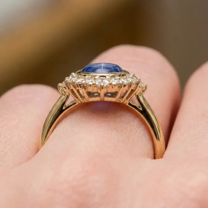 One-of-a-Kind 3.18 Carat Natural Bicolor Blue Sapphire Diamond Ring in 14K Gold--Last Day Sale-90% OFF🔥