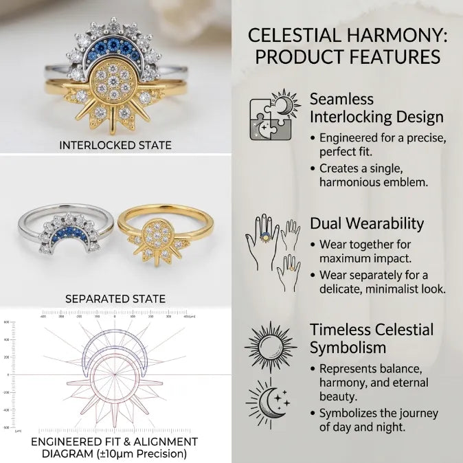 The Eternal Orbit: Sun & Moon Matching Promise Rings for Couples & Best Friends – Micro-Pavé Zirconia Stackable Set--Last Day Sale-90% OFF🔥