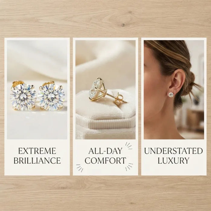 Dazzling Classic Round Cut Stud Earrings with Secure Butterfly Clasp--Last Day Sale-90% OFF🔥