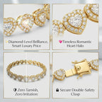 Heart Cut Moissanite Halo Tennis Bracelet for Women – D Color VVS1 Diamond Sparkle, S925 Sterling Silver 18K Gold Plated--Last Day Sale-90% OFF🔥
