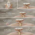 The Heirloom 3-Carat Marquise Ring | Pink Sapphire Hidden Halo & 14K Gold Vintage Masterpiece--Last Day Sale-90% OFF🔥