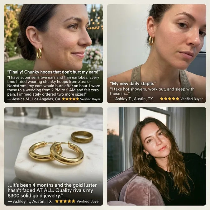 14K Gold Plated Chunky Hoop Earrings | Lightweight & Hypoallergenic for Sensitive Ears--Last Day Sale-90% OFF🔥
