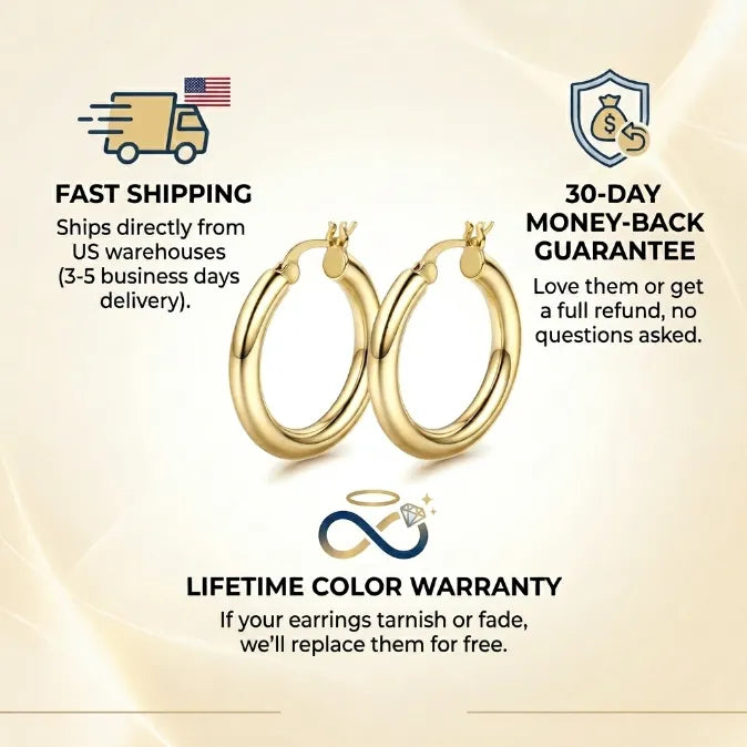 14K Gold Plated Chunky Hoop Earrings | Lightweight & Hypoallergenic for Sensitive Ears--Last Day Sale-90% OFF🔥