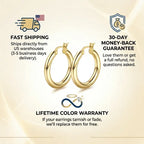 14K Gold Plated Chunky Hoop Earrings | Lightweight & Hypoallergenic for Sensitive Ears--Last Day Sale-90% OFF🔥