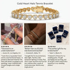 Heart Cut Moissanite Halo Tennis Bracelet for Women – D Color VVS1 Diamond Sparkle, S925 Sterling Silver 18K Gold Plated--Last Day Sale-90% OFF🔥