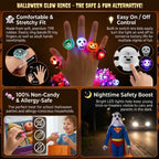 Halloween LED Light Up Rings  - Glow in the Dark Party Favors & Goodie Bag Fillers for Kids