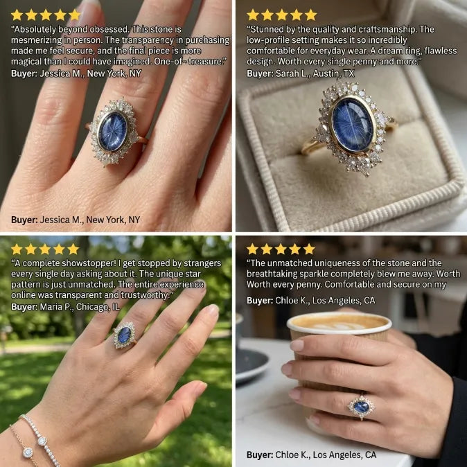 One-of-a-Kind 3.18 Carat Natural Bicolor Blue Sapphire Diamond Ring in 14K Gold--Last Day Sale-90% OFF🔥