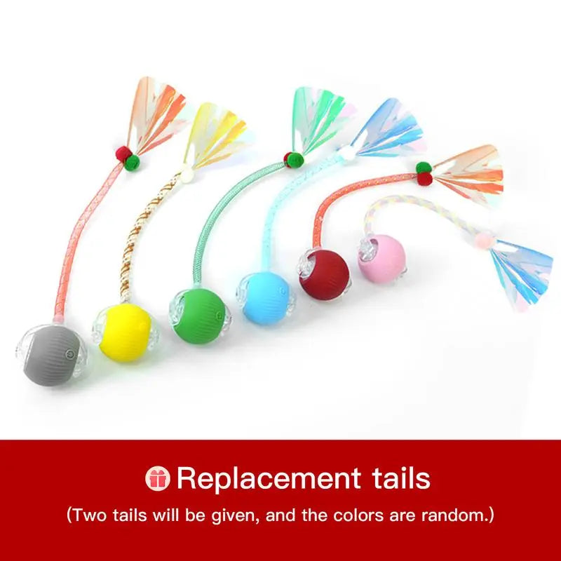 Bestselling Smart Interactive Pet Rolling Ball | Automatic USB Teaser Toy (Includes 2 Free Replacement Tails) | The Ultimate Boredom Buster for Your Furry Best Friend (Last Day 90% OFF 🔥)
