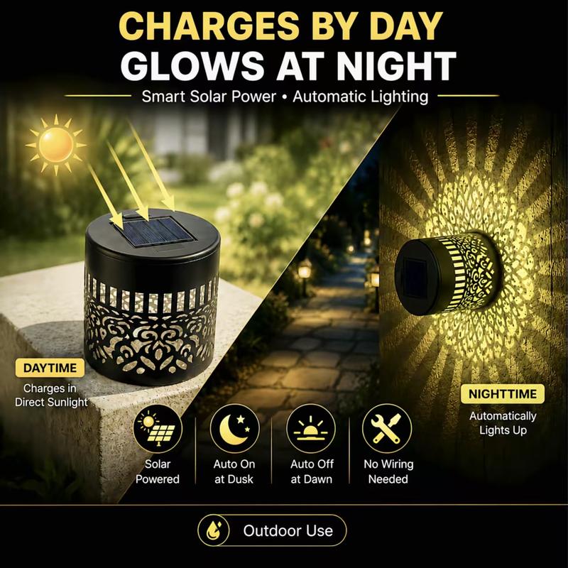 Seven-Color Changing Solar Mandala Projection Wall Light Decorative Solar Mandala Lights Outdoor Waterproof Metal Fence Lights for Yard Garden Post Patio Backyard Decor (2pcs) Last Day 90% OFF 🔥