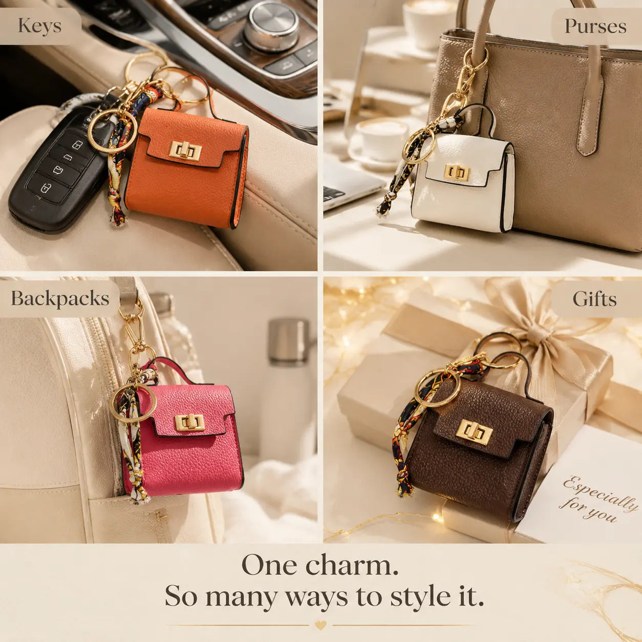 Mini Square Bag Charm Keychain – Cute Leather Purse Pendant That Instantly Refreshes Your Handbag, Keys, Backpack & Everyday Tote | Last Day 50% OFF 🔥