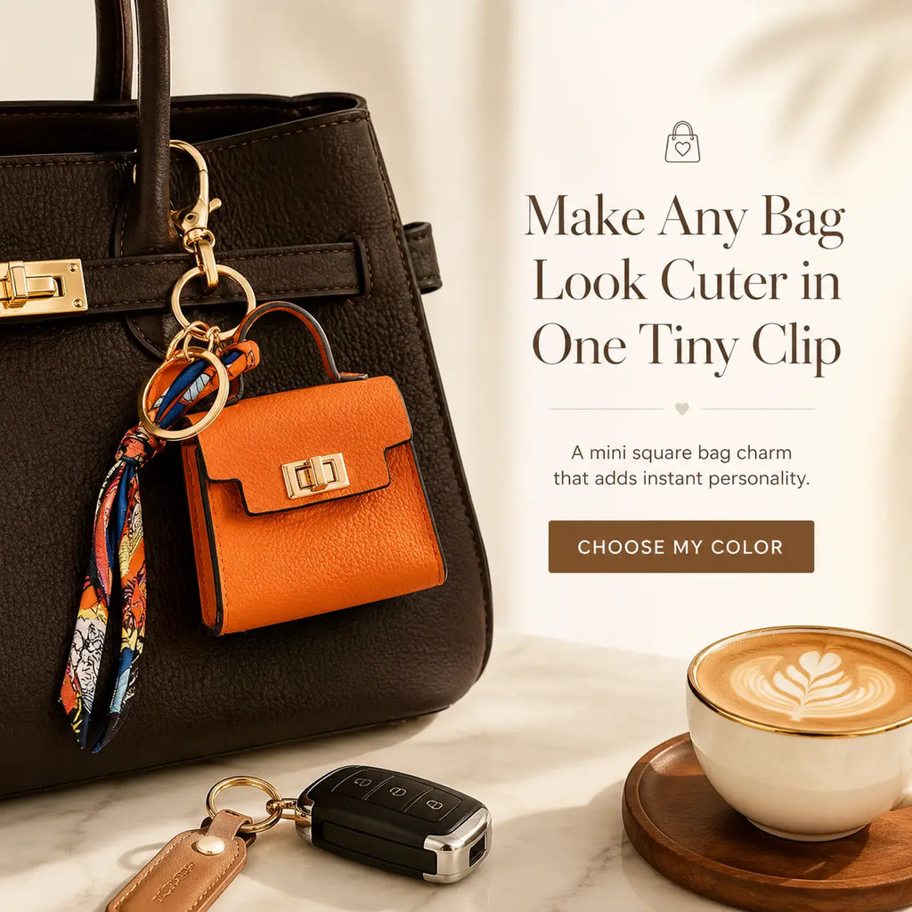 Mini Square Bag Charm Keychain – Cute Leather Purse Pendant That Instantly Refreshes Your Handbag, Keys, Backpack & Everyday Tote | Last Day 50% OFF 🔥